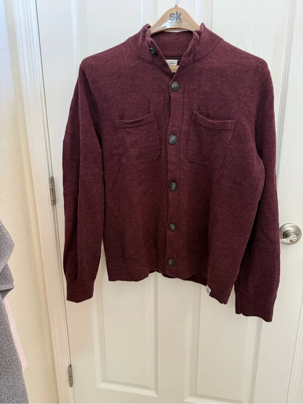 Lucky Brand Men's Button-Up Pea Coat in Deep Wine
